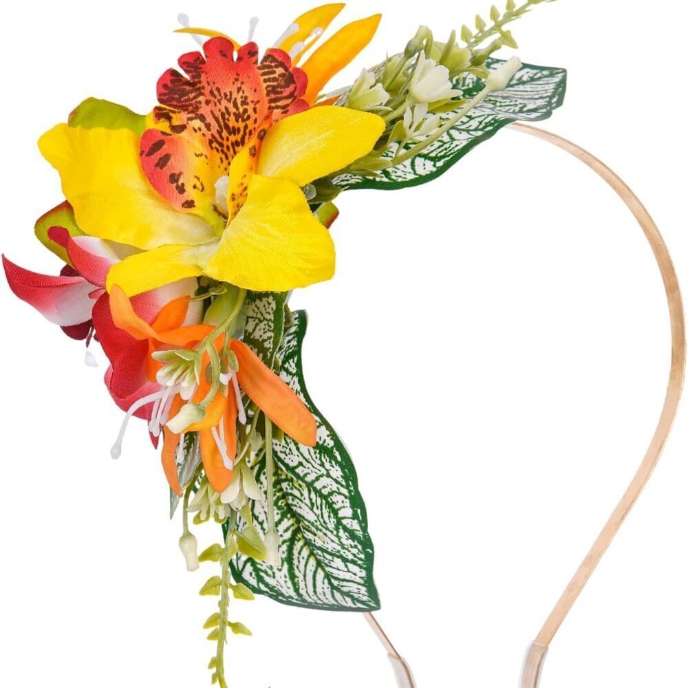 Hawaiian Orchid Flower Crown Tropical Floral Headpiece Summer Beach Party